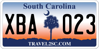 SC license plate XBA023