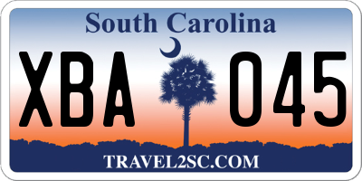 SC license plate XBA045