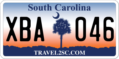 SC license plate XBA046