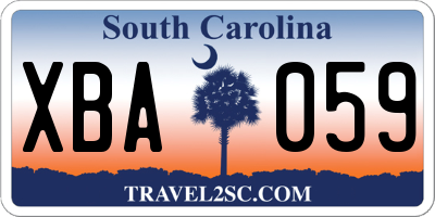 SC license plate XBA059