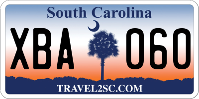 SC license plate XBA060