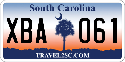 SC license plate XBA061