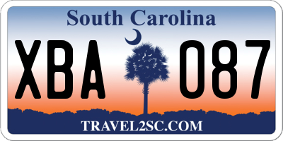 SC license plate XBA087
