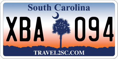 SC license plate XBA094