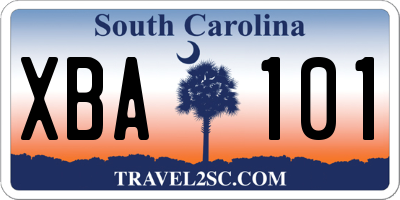 SC license plate XBA101