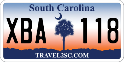 SC license plate XBA118