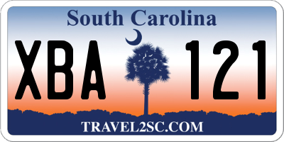 SC license plate XBA121
