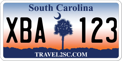 SC license plate XBA123