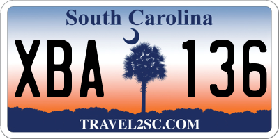 SC license plate XBA136
