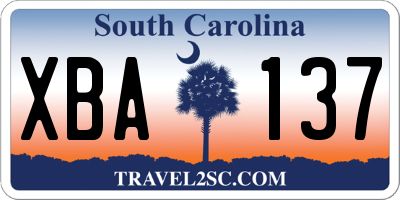 SC license plate XBA137