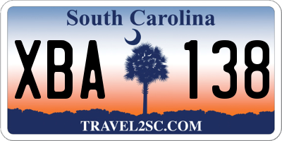 SC license plate XBA138