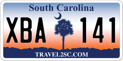 SC license plate XBA141