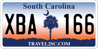 SC license plate XBA166