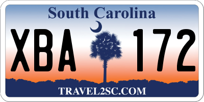 SC license plate XBA172