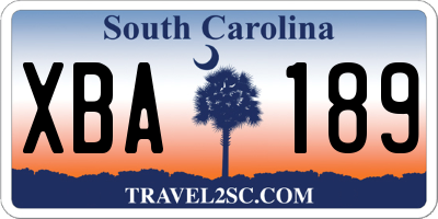 SC license plate XBA189