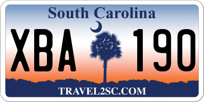 SC license plate XBA190