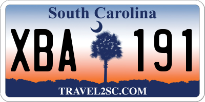 SC license plate XBA191