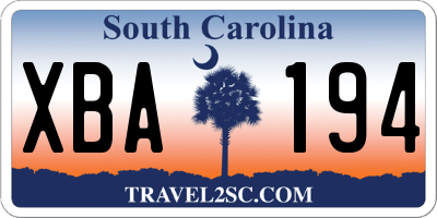 SC license plate XBA194