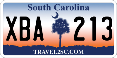 SC license plate XBA213