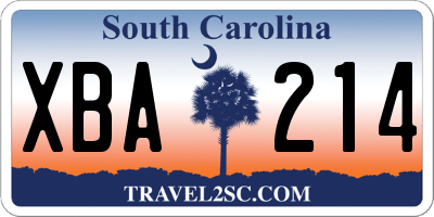 SC license plate XBA214