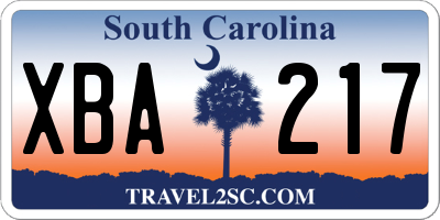 SC license plate XBA217