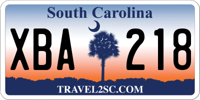SC license plate XBA218