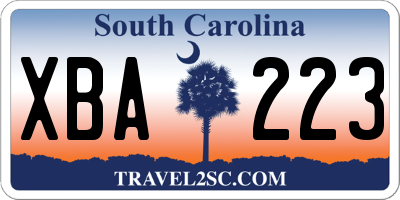 SC license plate XBA223