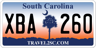 SC license plate XBA260