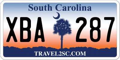 SC license plate XBA287