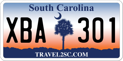 SC license plate XBA301