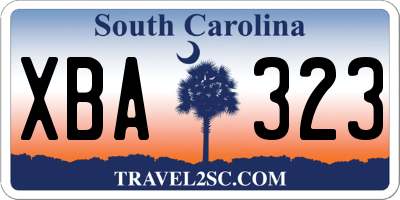 SC license plate XBA323