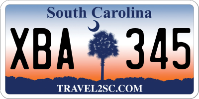 SC license plate XBA345