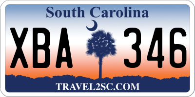 SC license plate XBA346