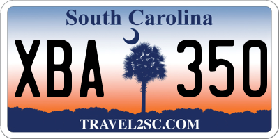 SC license plate XBA350
