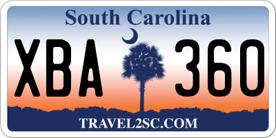 SC license plate XBA360