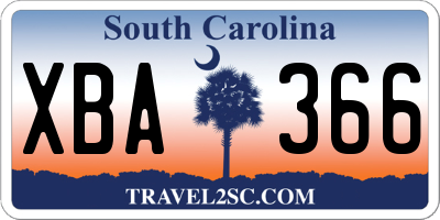 SC license plate XBA366