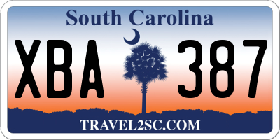 SC license plate XBA387