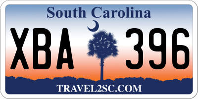 SC license plate XBA396