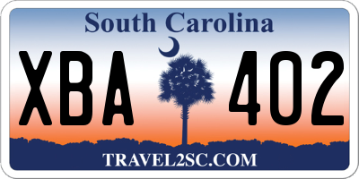 SC license plate XBA402