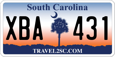 SC license plate XBA431