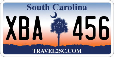 SC license plate XBA456