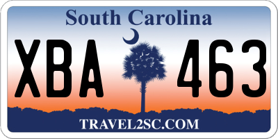 SC license plate XBA463