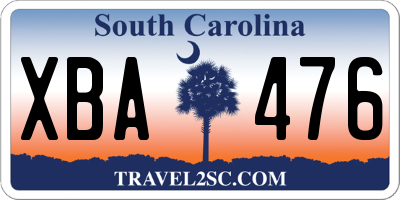 SC license plate XBA476