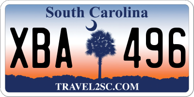 SC license plate XBA496