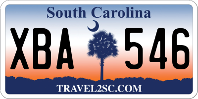 SC license plate XBA546