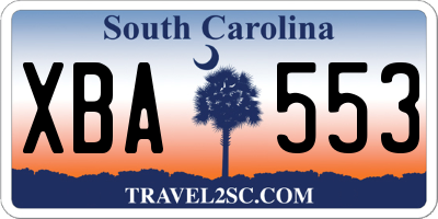 SC license plate XBA553