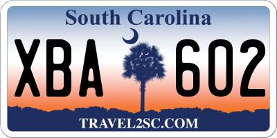 SC license plate XBA602