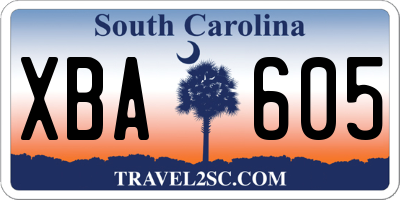 SC license plate XBA605
