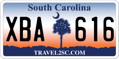 SC license plate XBA616