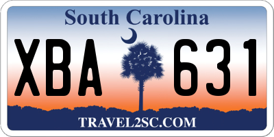 SC license plate XBA631